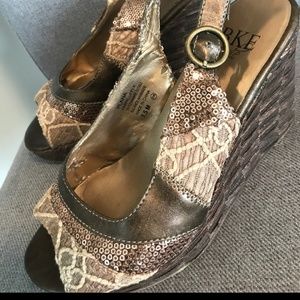 BKE Wedges with Sequin and Fabric Detail